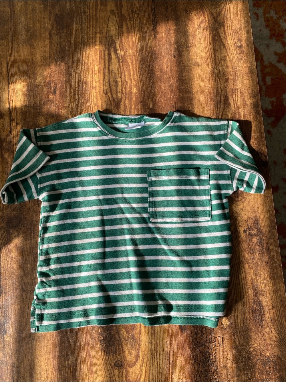 Zara Green & White Striped Pocket Tee - Kids